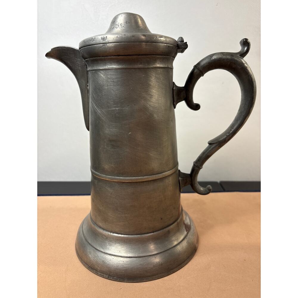 Antique Sellew Co Cincinnati 1850s Federal Period Pewter Teapot Lid FLAW 11"